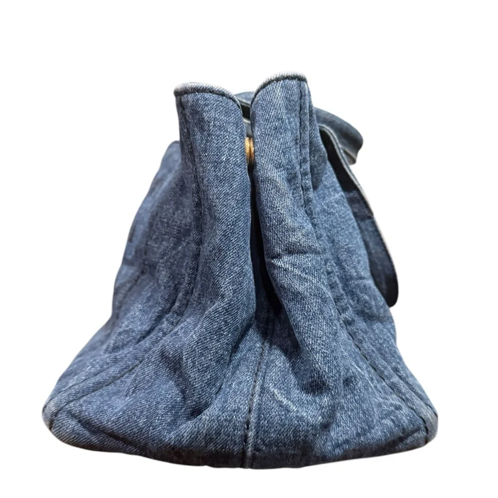 Authentic Prada Denim Canapa Tote Medium | 16” Blue Jean Prada Milano Bag - Picture 6 of 13